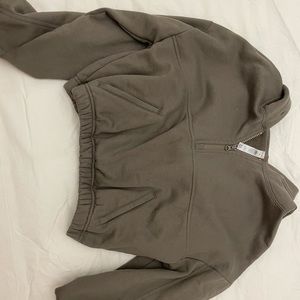Khaki alo crop zip up hoodie